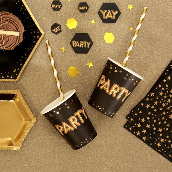8 vasos "Party" de papel - Glitz & Glamour Black & Gold 8 vasos "Party" de papel - Glitz & Glamour Black & Gold