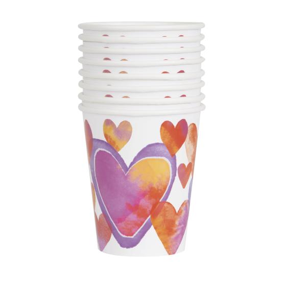 8 vasos con corazones de acuarela - Watercolour Hearts