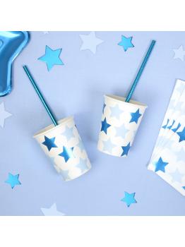8 vasos con estrellas azules - Blue Star