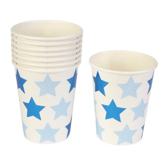 8 vasos con estrellas azules - Blue Star