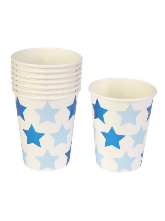 8 vasos con estrellas azules - Blue Star