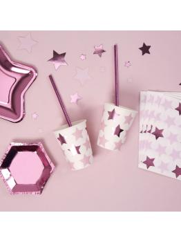 8 vasos con estrellas rosas y moradas - Blue Star