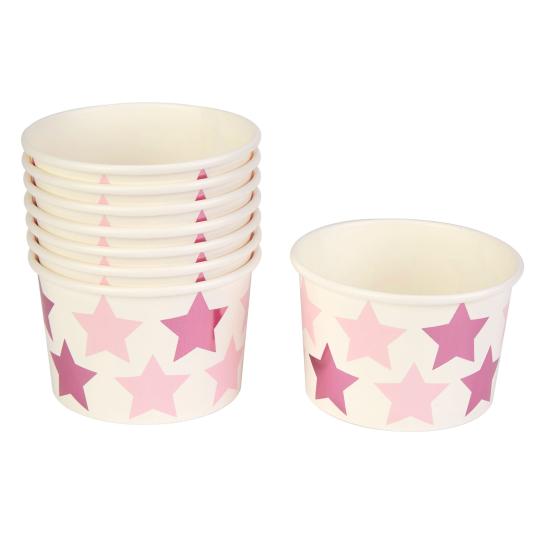 8 vasos con estrellas rosas y moradas - Pink Star