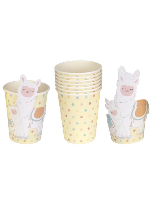 8 vasos de papel - Llama Love