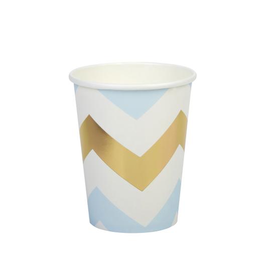 8 vasos de zigzag azul y dorado - Pattern Works Blue
