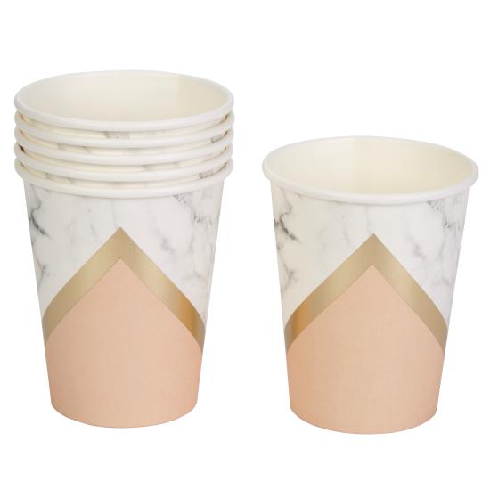 8 vasos estampado geométrico melocotón de papel - Colour Block Marble