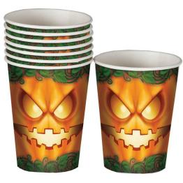 8 Vasos Halloween de Calabaza