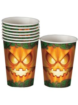8 Vasos Halloween de Calabaza