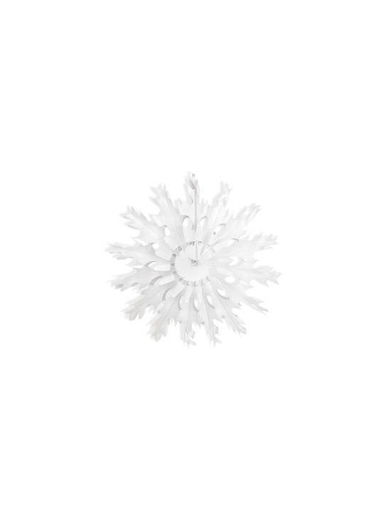 Abanico de papel decorativo con forma de copo de nieve blanco de 25 cm