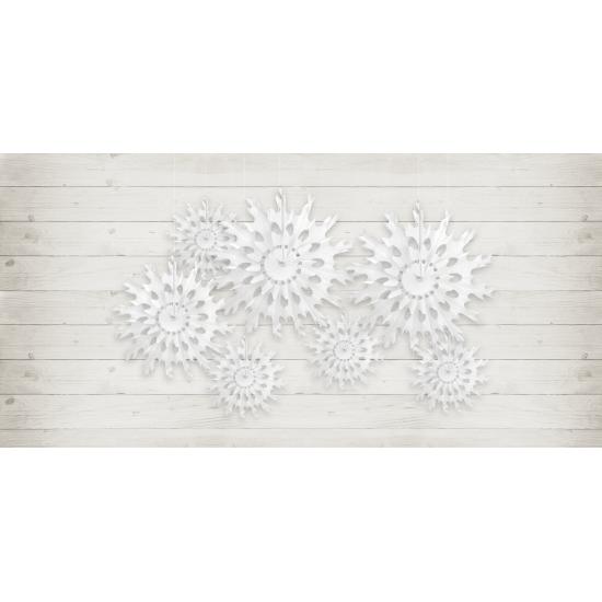Abanico de papel decorativo con forma de copo de nieve blanco de 25 cm Abanico de papel decorativo con forma de copo de nieve blanco de 25 cm