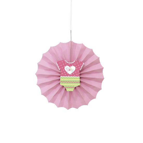 Abanico de papel decorativo rosa - Baby Shower
