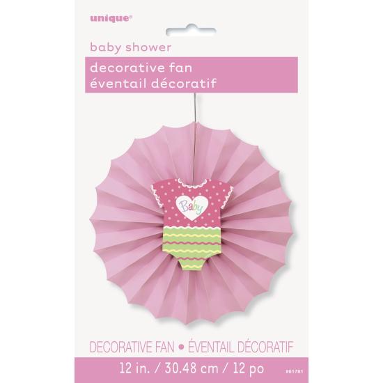 Abanico de papel decorativo rosa - Baby Shower
