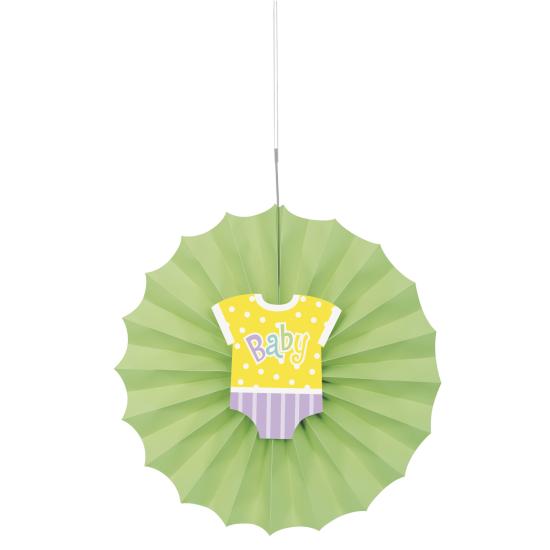 Abanico de papel decorativo verde - Baby Shower