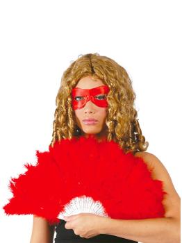 Abanico de plumas rojas