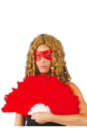 Abanico de plumas rojas