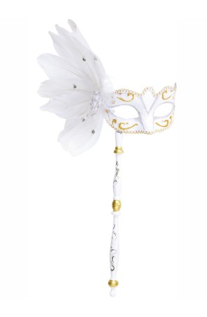 Antifaz blanco veneciano con varilla