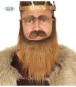 Barba con bigote y cejas de Vikingo castañas para hombre