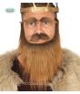 Barba con bigote y cejas de Vikingo castañas para hombre