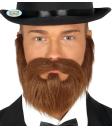 Barba y bigote castaña lisa para hombre