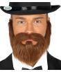 Barba y bigote castaña lisa para hombre