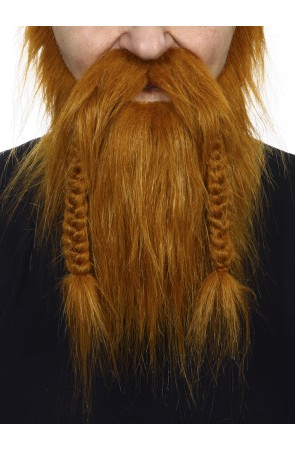 Barba y bigote castaña vikinga para adulto