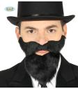 Barba y bigote negra adhesiva para hombre