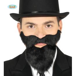 Barba y bigote negra adhesiva para hombre