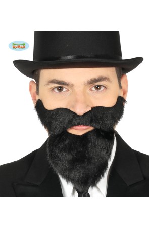 Barba y bigote negra adhesiva para hombre