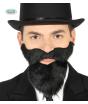 Barba y bigote negra adhesiva para hombre