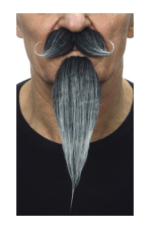 Bigote con perilla mosquetero canosa para hombre
