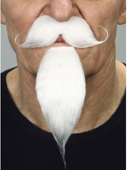Bigote de mosquetero canoso con gran perilla para adulto