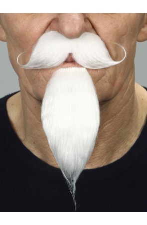 Bigote de mosquetero canoso con gran perilla para adulto