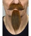 Bigote de mosquetero castaño con gran perilla para adulto