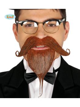 Bigote y perilla grande castaño para adulto