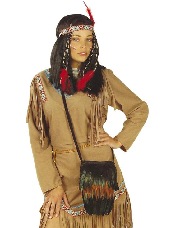 Bolsa de indio con plumas para adulto