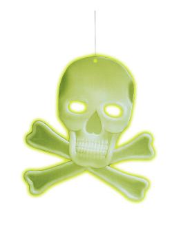 Calavera colgante 3D con huesos fluorescente