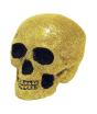 Calavera decorativa con purpurina dorada