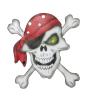 Calavera pirata con pañuelo en chiffón