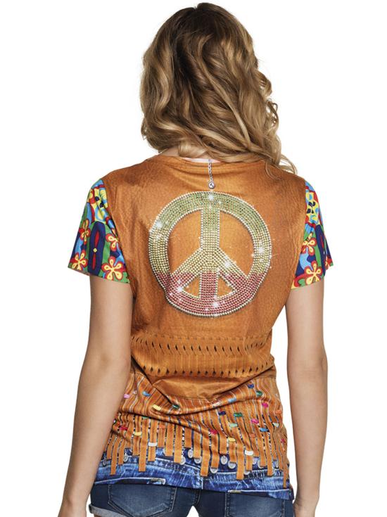 Camiseta de hippie flower power para mujer