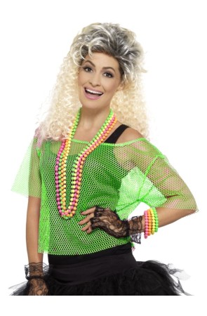 Camiseta de rejilla verde neón para mujer