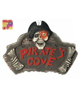 Cartel cueva pirata con ojo de color cambiante