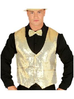 Chaleco de lentejuelas dorado para hombre