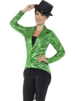 Chaqueta de lentejuelas verde para mujer