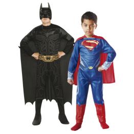 Cofre de disfraces Batman y Superman para niño