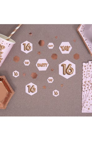 Confeti para mesa "16" - Glitz & Glamour Pink & Rose Gold