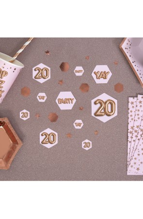 Confeti para mesa "20" - Glitz & Glamour Pink & Rose Gold