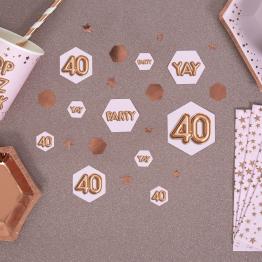 Confeti para mesa "40" - Glitz & Glamour Pink & Rose Gold