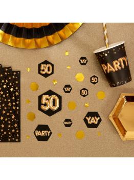 Confeti para mesa "50" - Glitz & Glamour Black & Gold