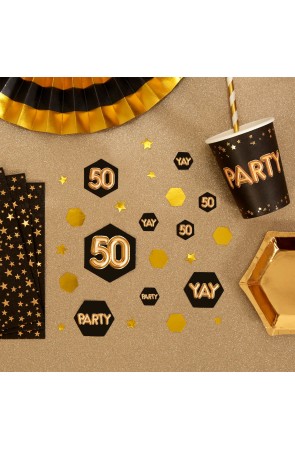 Confeti para mesa "50" - Glitz & Glamour Black & Gold