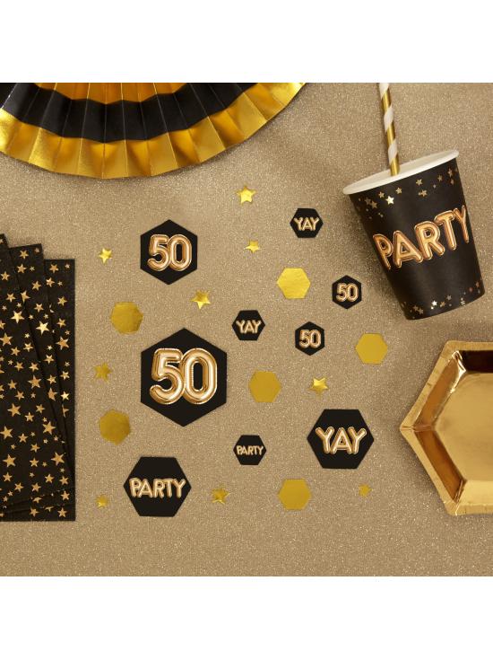 Confeti para mesa "50" - Glitz & Glamour Black & Gold